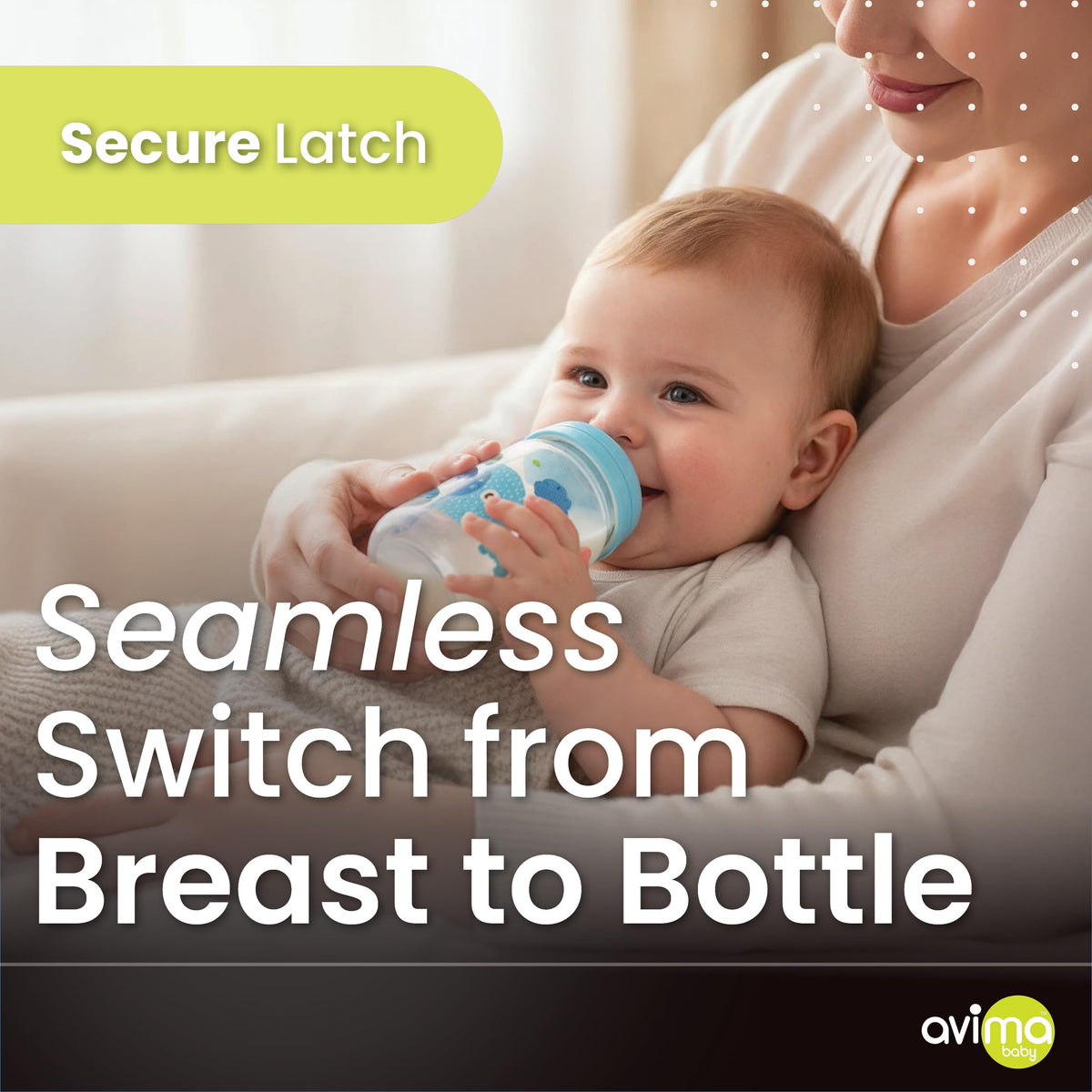 Avima 9 oz Anti Colic Baby Bottles w Medium Flow Nipples, 4-7M (Set of 3)