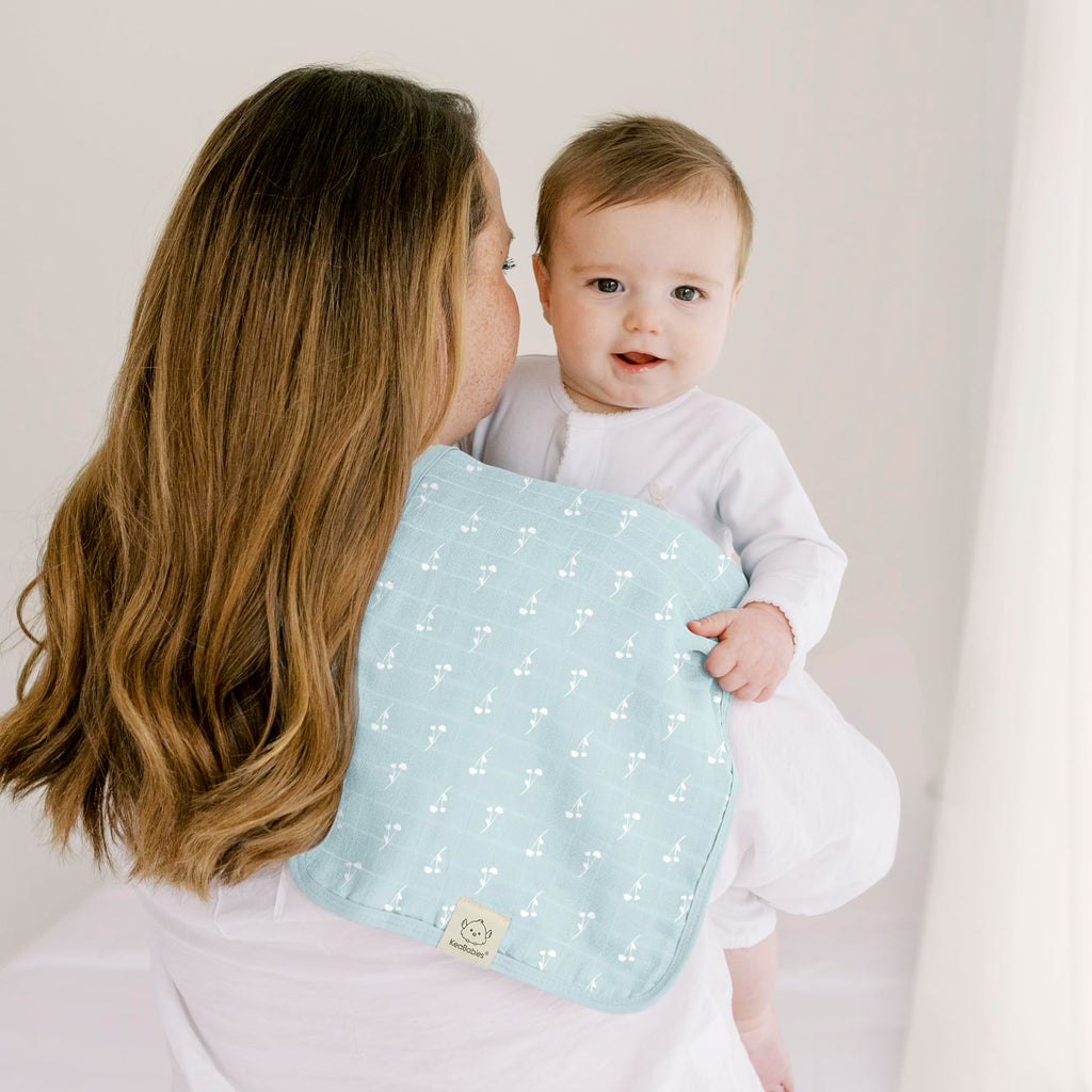 KeaBabies Cotton Muslin Burp Cloths Baby Boy, Girl, 5-Pack 20x10 (Wild Bloom)