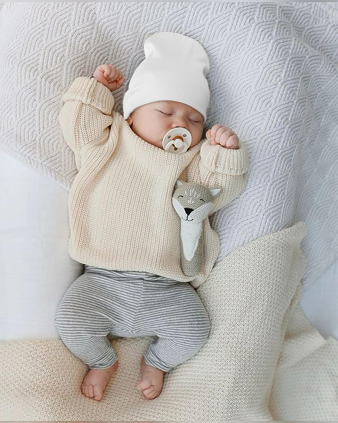 DRESHOW BQUBO 6 Pack Baby Newborn Hats Set for Unisex Infant Newborn Toddler Soft Beanie Hat for Boys Girls 0-6 Months