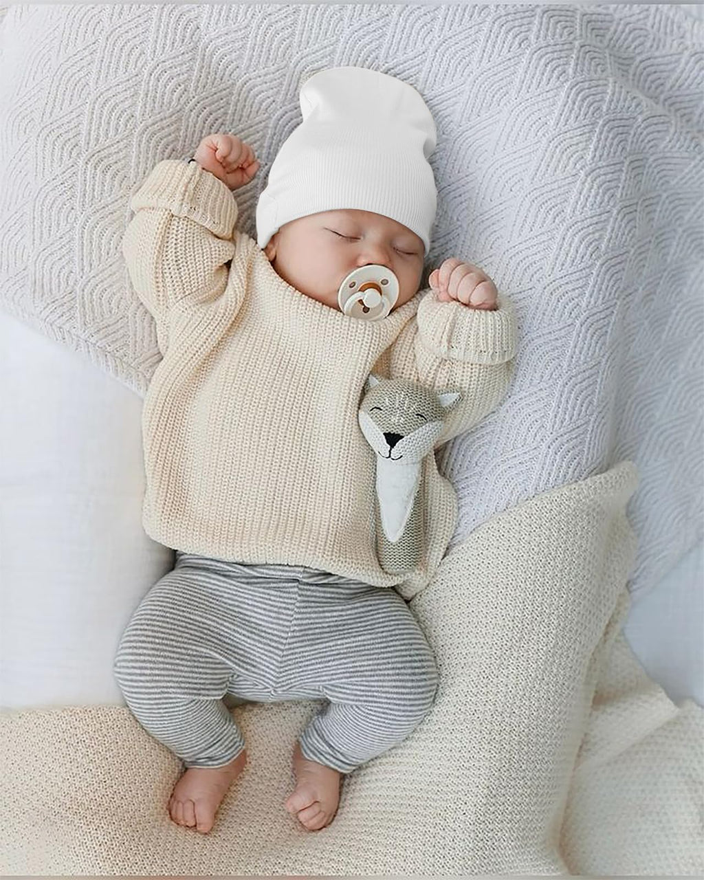 DRESHOW BQUBO 6 Pack Baby Newborn Hats Set for Unisex Infant Newborn Toddler Soft Beanie Hat for Boys Girls 0-6 Months