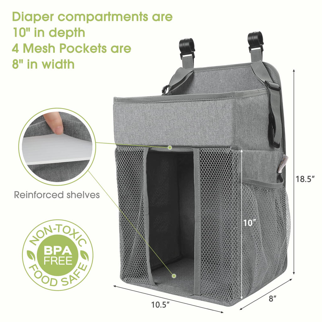 Maliton Changing Table Diaper Organizer Diaper Caddy (Gray)