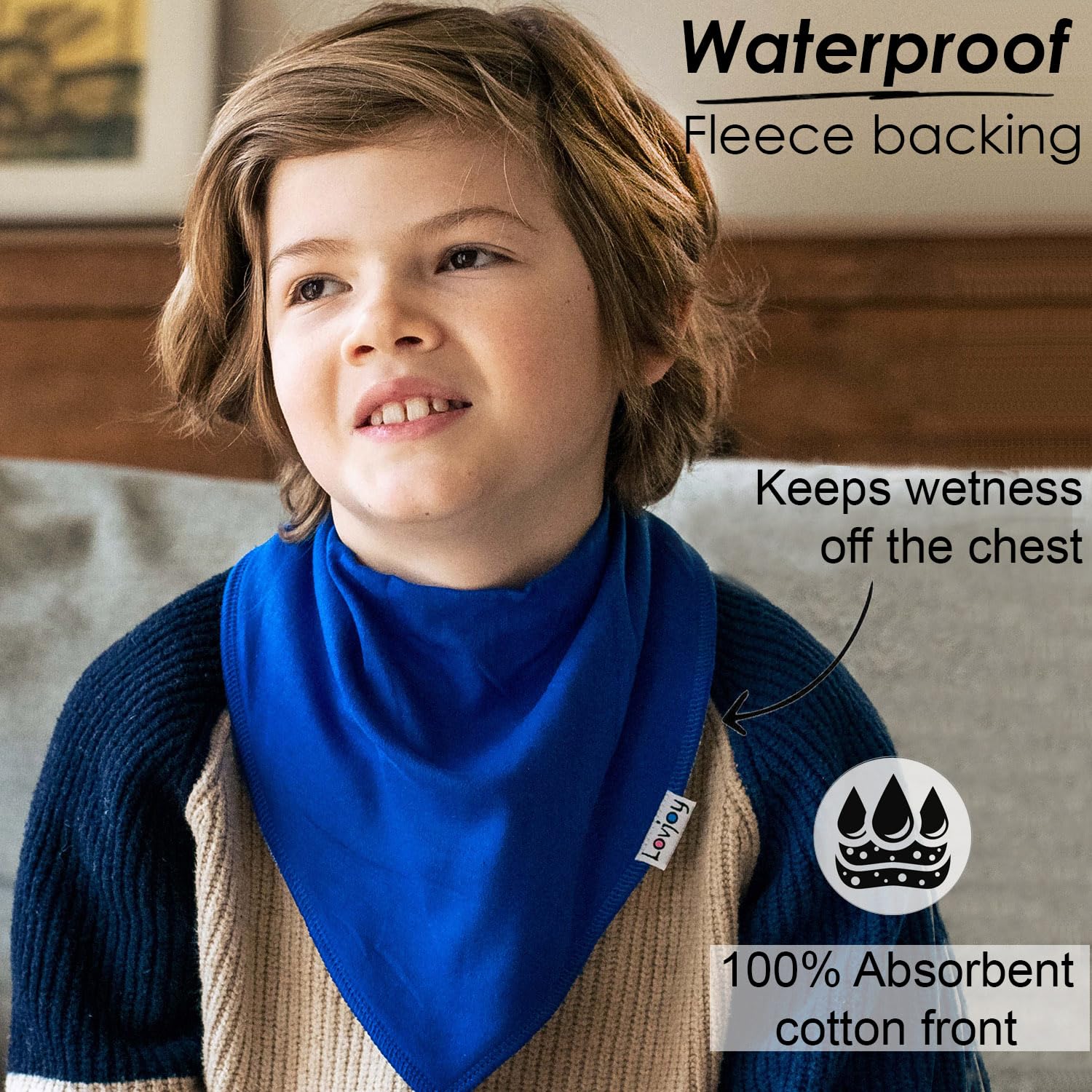 Lovjoy Large Bandana bibs - Special Needs Bibs - For Older Children, Youth and Adults - Practical, absorbent and Stylish (SET 12)