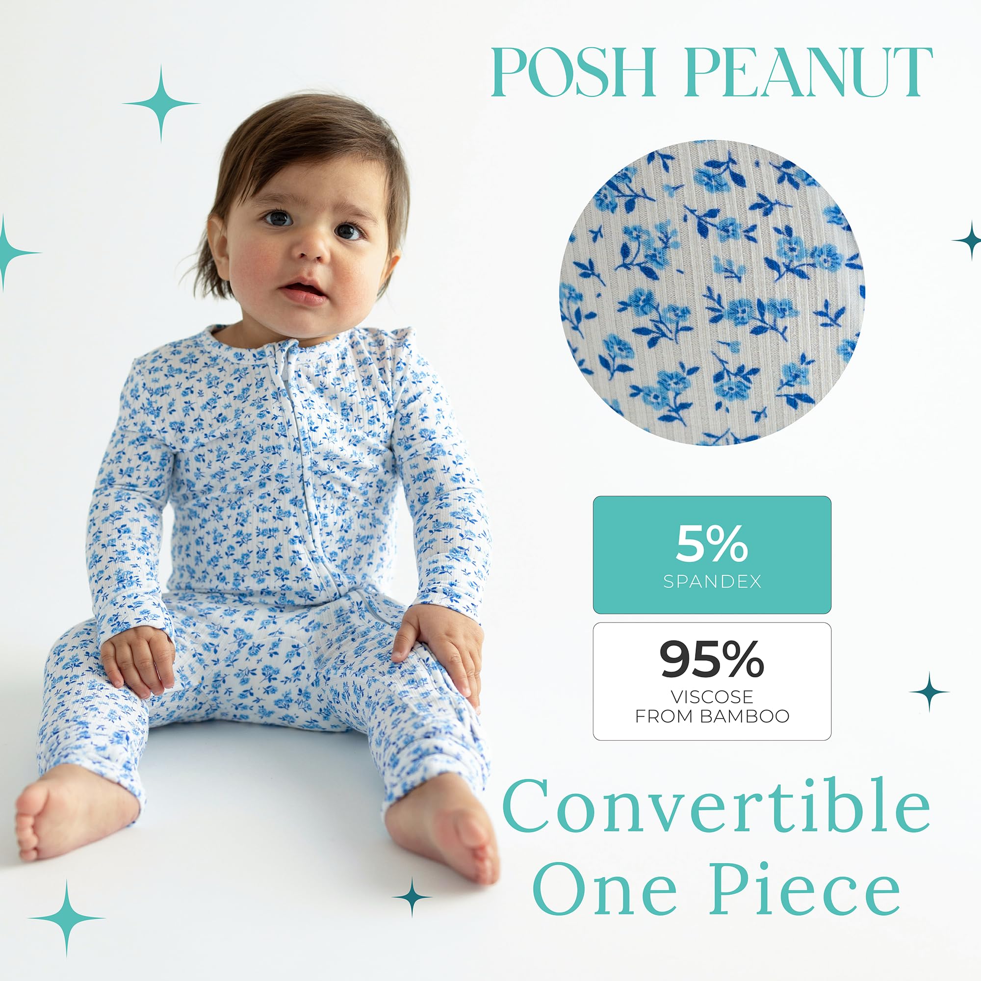 Posh Peanut Girls Convertible Baby Sleepers, Toddlers Footless Pajamas