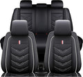 Leather Car Seat Covers Fit for LR Defender 2020-2025, 5 Seater Waterproof and Wear-Resistant Seat Cover Interior Accessories(Full Set,Black&White)