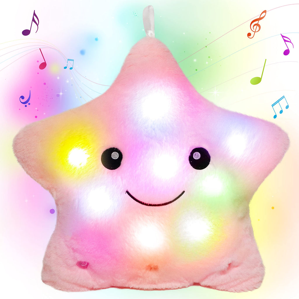 Cuteoy Musical Star Plush Pillow Glowing LED Light-up Stuffed Animal Toys