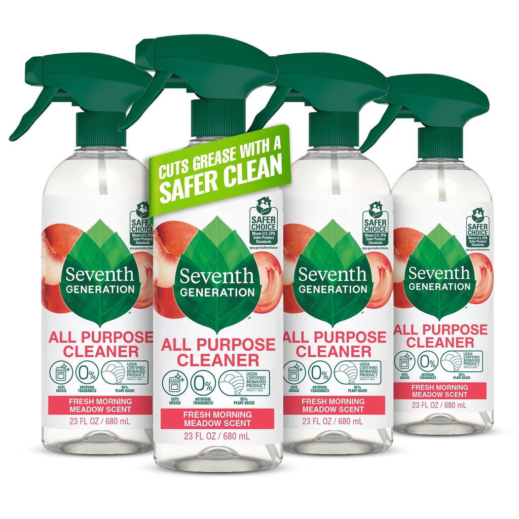 Seventh Generation All Purpose Cleaner, Degreasing Formula, Fresh Morning Meadow Scent, 23 oz (Pack of 4)