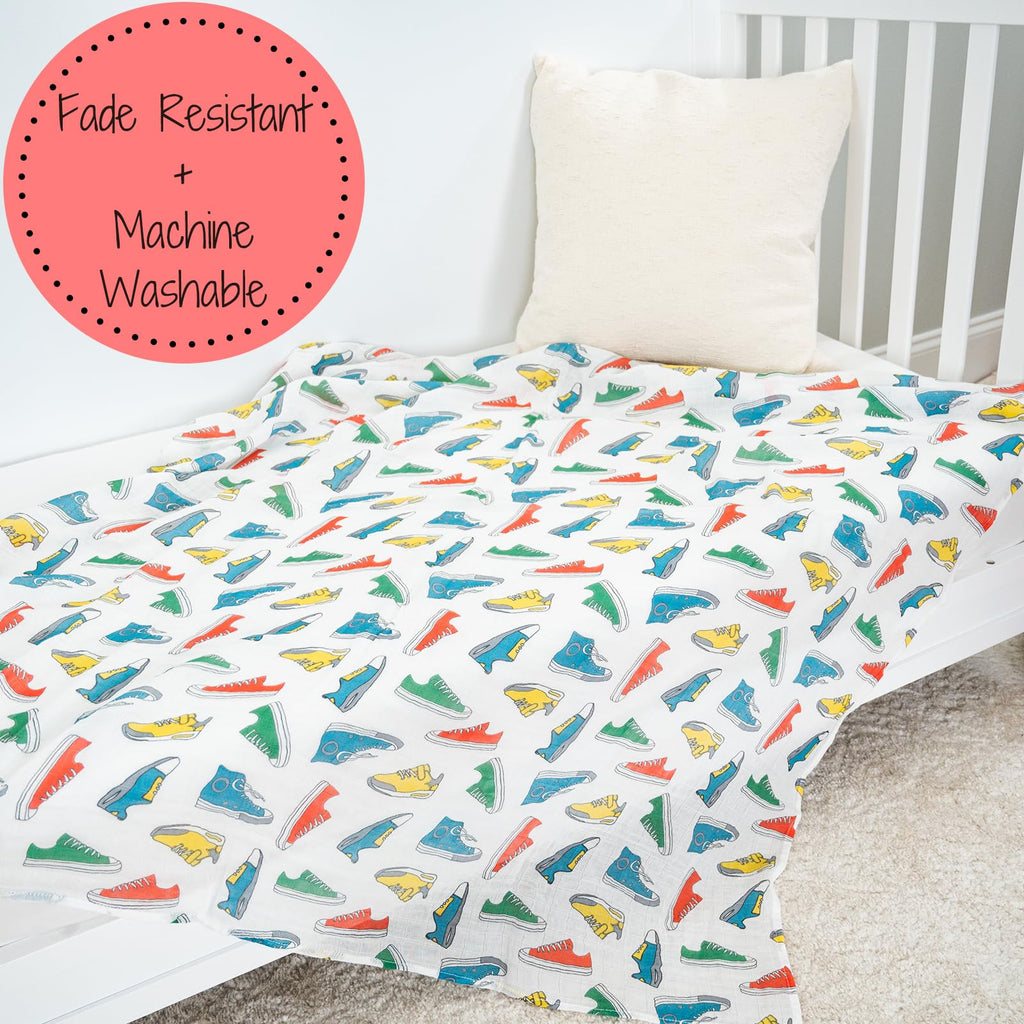 LollyBanks Muslin Swaddle Blankets, 100% Organic Cotton Baby Swaddle