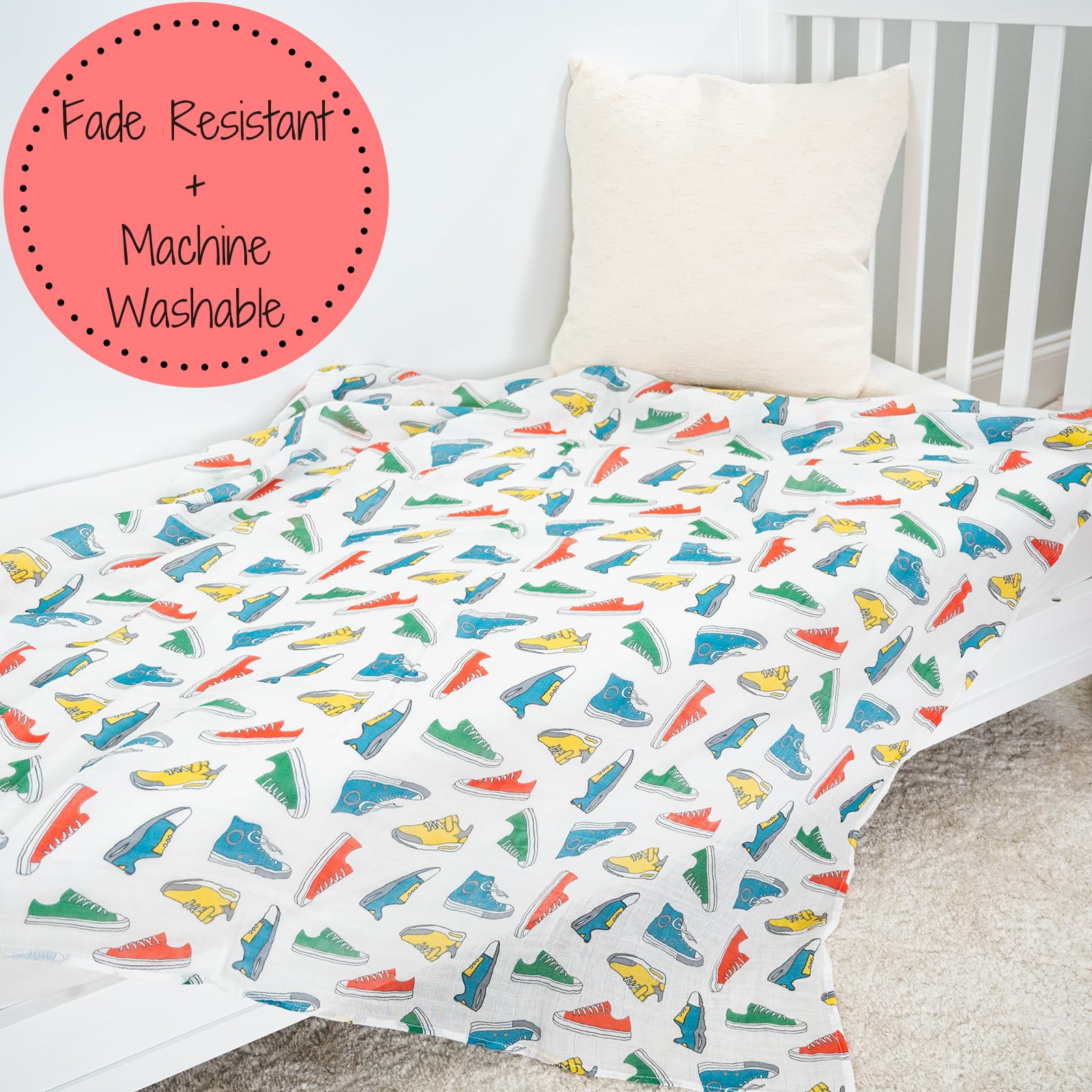 LollyBanks Muslin Swaddle Blankets, 100% Organic Cotton Baby Swaddle