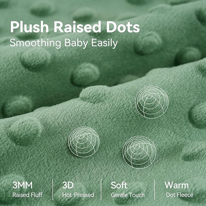 Fleece Baby Sleep Sack 18-24 Months with Plush Dots 1.5 Tog Baby Wearable Blanket with 2-Way Zipper Warm Sleeping Sack for Toddler Infant - XLarge, Blue&Green