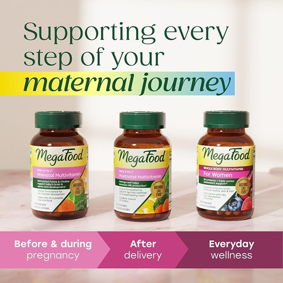 MegaFood Baby & Me 2 Prenatal Vitamins, Doctor Formulated, 120 Mini Tablets