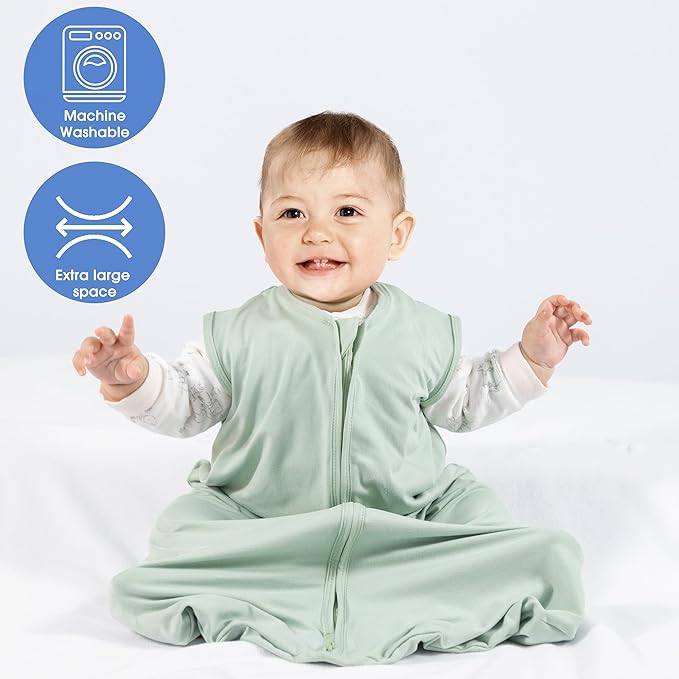 Baby Sleep Sack 6-12 Months Baby Wearable Blanket 100% Rayon Cotton 2-Way Zipper Toddler Sleeping Sack，Comfy Soft Lightweight TOG 0.3