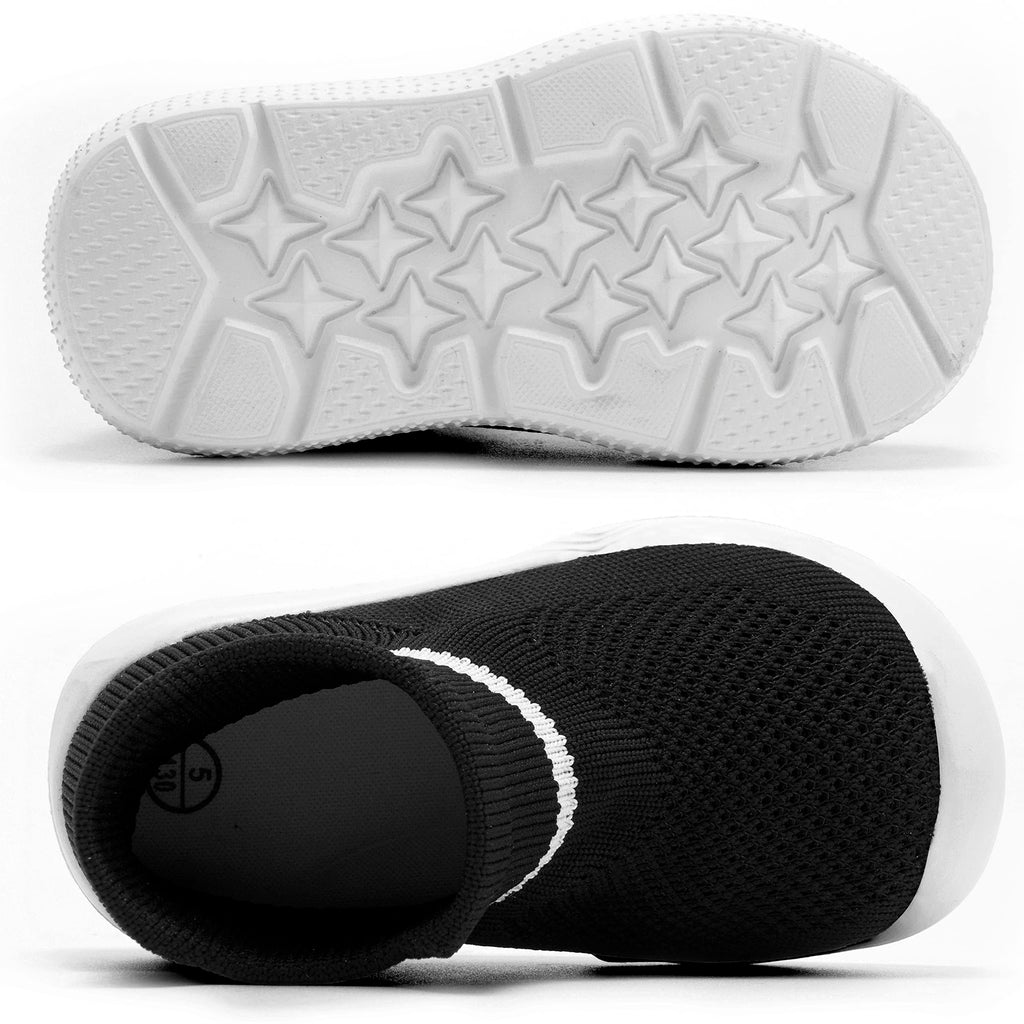 MORENDL Toddler Sock Shoes Baby Walking Shoes Infant Slippers Boys & Girls Non-Slip Sneakers Black 9-12 Months