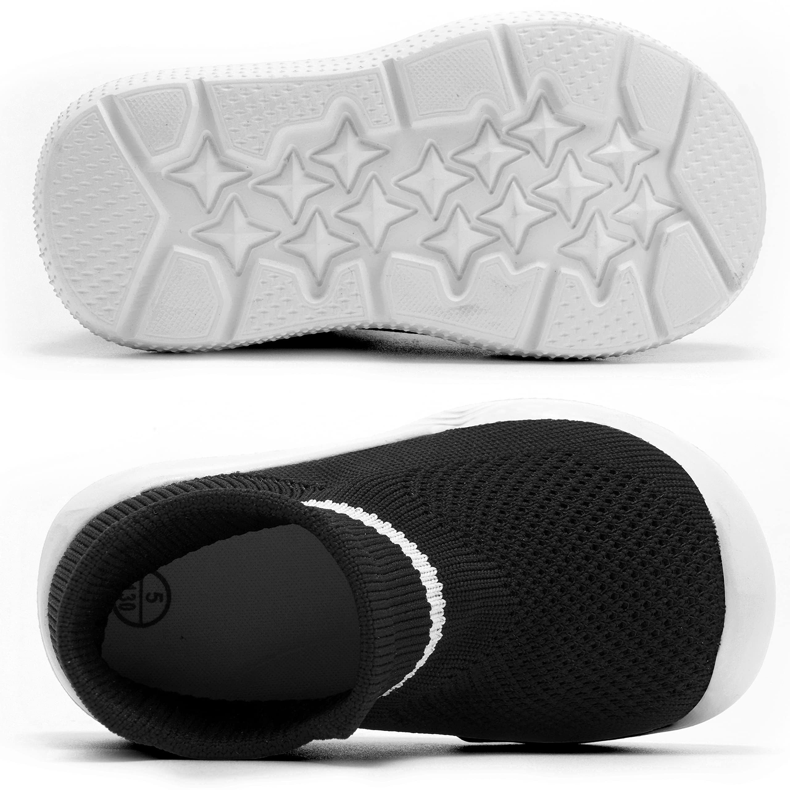 MORENDL Toddler Sock Shoes Baby Walking Shoes Infant Slippers Boys & Girls Non-Slip Sneakers Black 9-12 Months