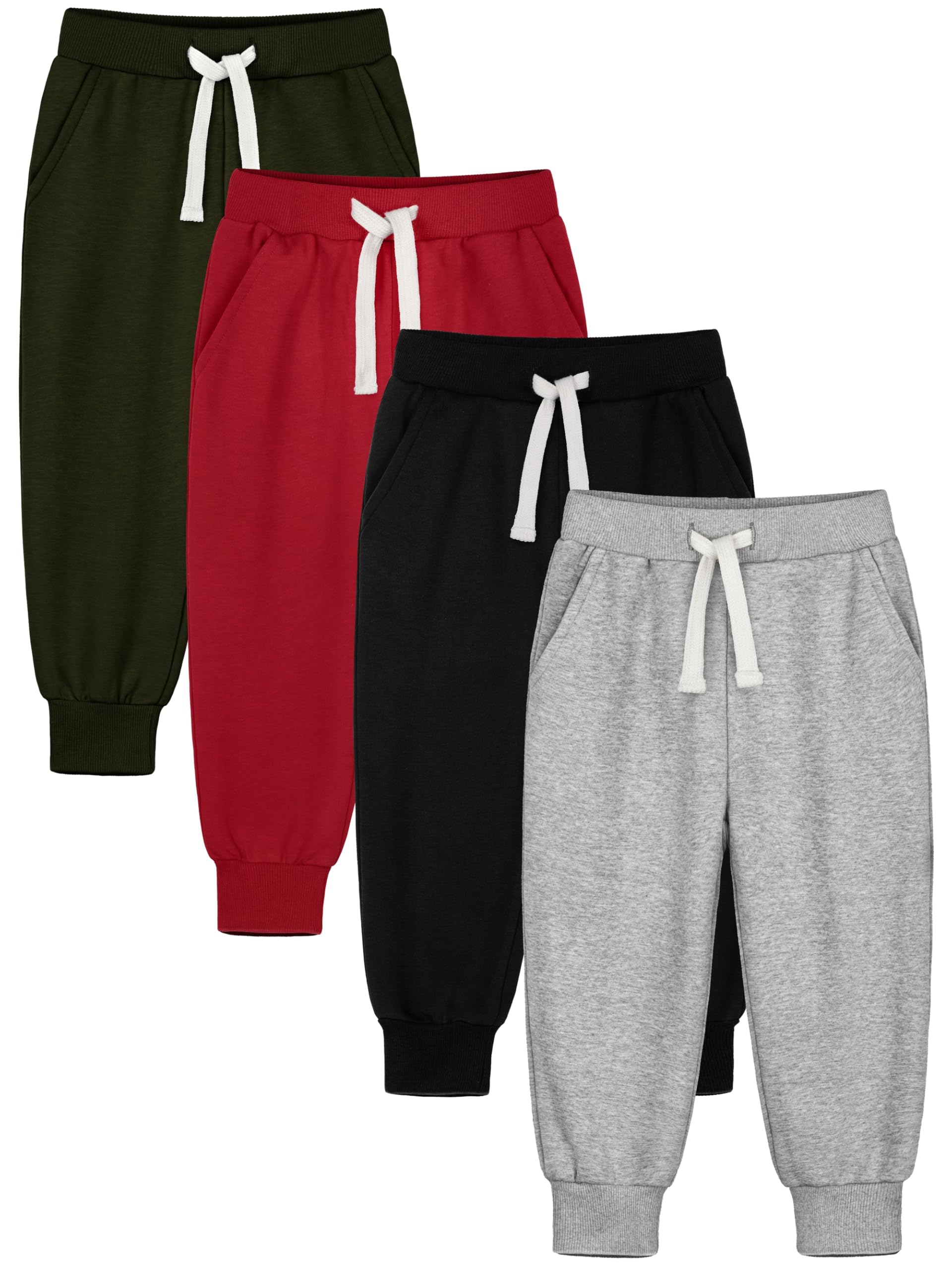 HXP 4 Pack Toddler Boys Sweatpants Cotton Toddler Pants Boys Kids Joggers