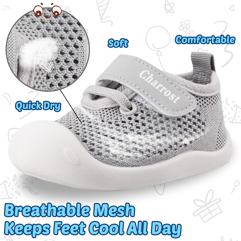 Baby Boy Girl First Walking Shoes Infant Size 3 Soft Sole Breathable Mesh Toddler Non Slip Flexible Sneakers Cute Casual 2 Tiny Feet Shoes12 Months (Pink,14-3)