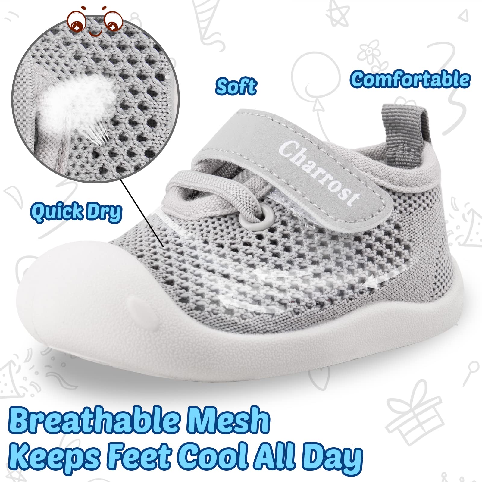 Baby Boy Girl First Walking Shoes Infant Size 3 Soft Sole Breathable Mesh Toddler Non Slip Flexible Sneakers Cute Casual 2 Tiny Feet Shoes12 Months (Pink,14-3)