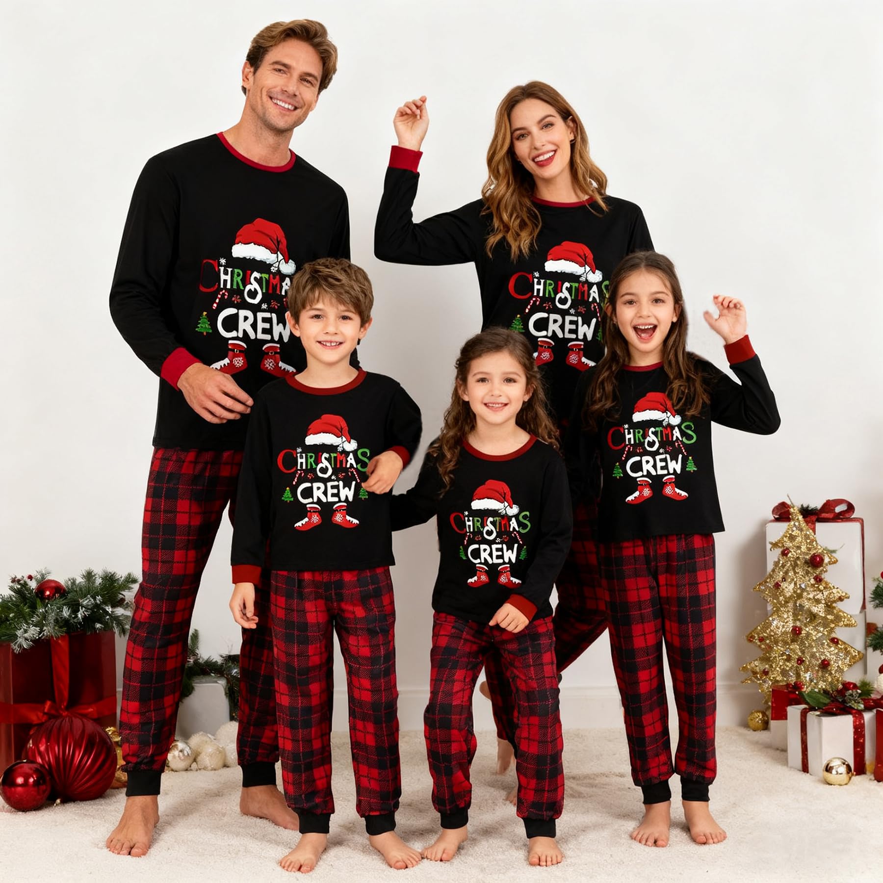 Awoscut Family Christmas Pajamas Matching Pajamas for Family, Xmas PJs Sets Holiday Sleepwear(&q-13, Kids, 2 Years)