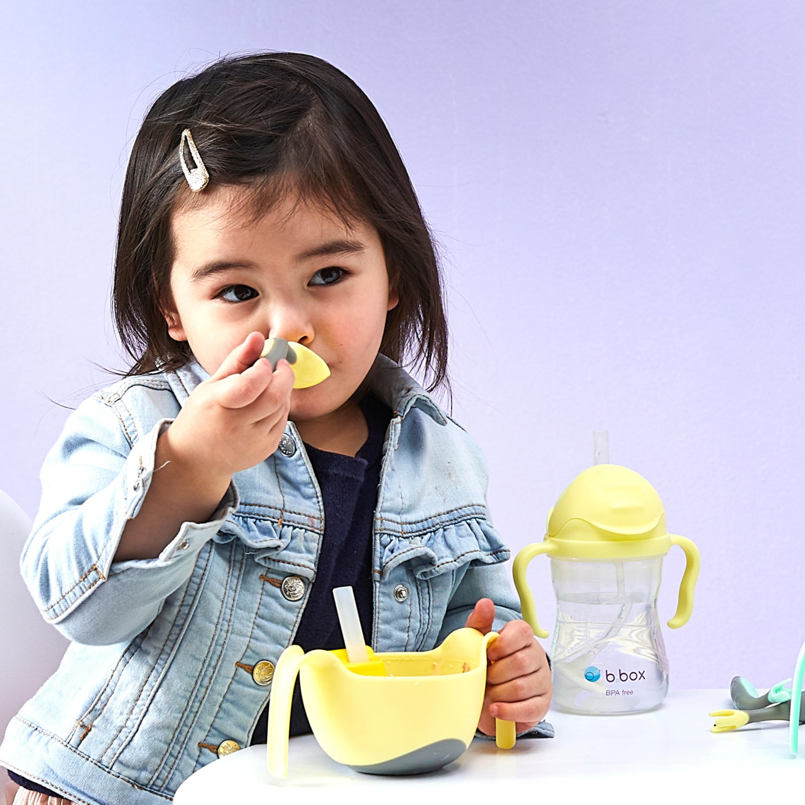 b.box Toddler Cutlery Set – Patented FLORK Flower Fork & Easy-Grip Spoon with Travel Case. BPA-Free, Dishwasher Safe. Designed by Occupational Therapists. Ages 9M+ (Boysenberry)