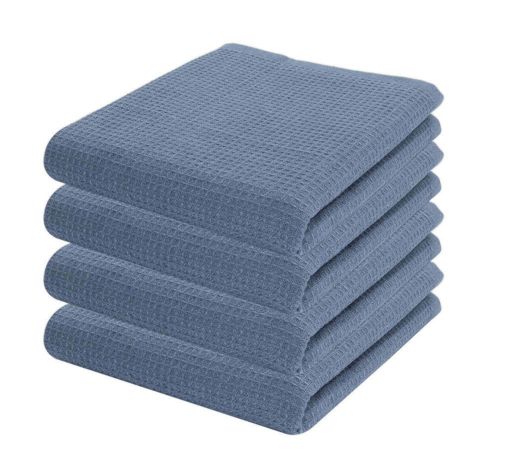PurpleEssences Waffle Weave Kitchen Towel, 100% Cotton - 15x25 Inches with Hanging Loop, Ultra Soft Absorbent Quick Drying Dish Cloth, Tea and Hand Towels, 4 Pack - Spring Easter Summer - Smoky Grey