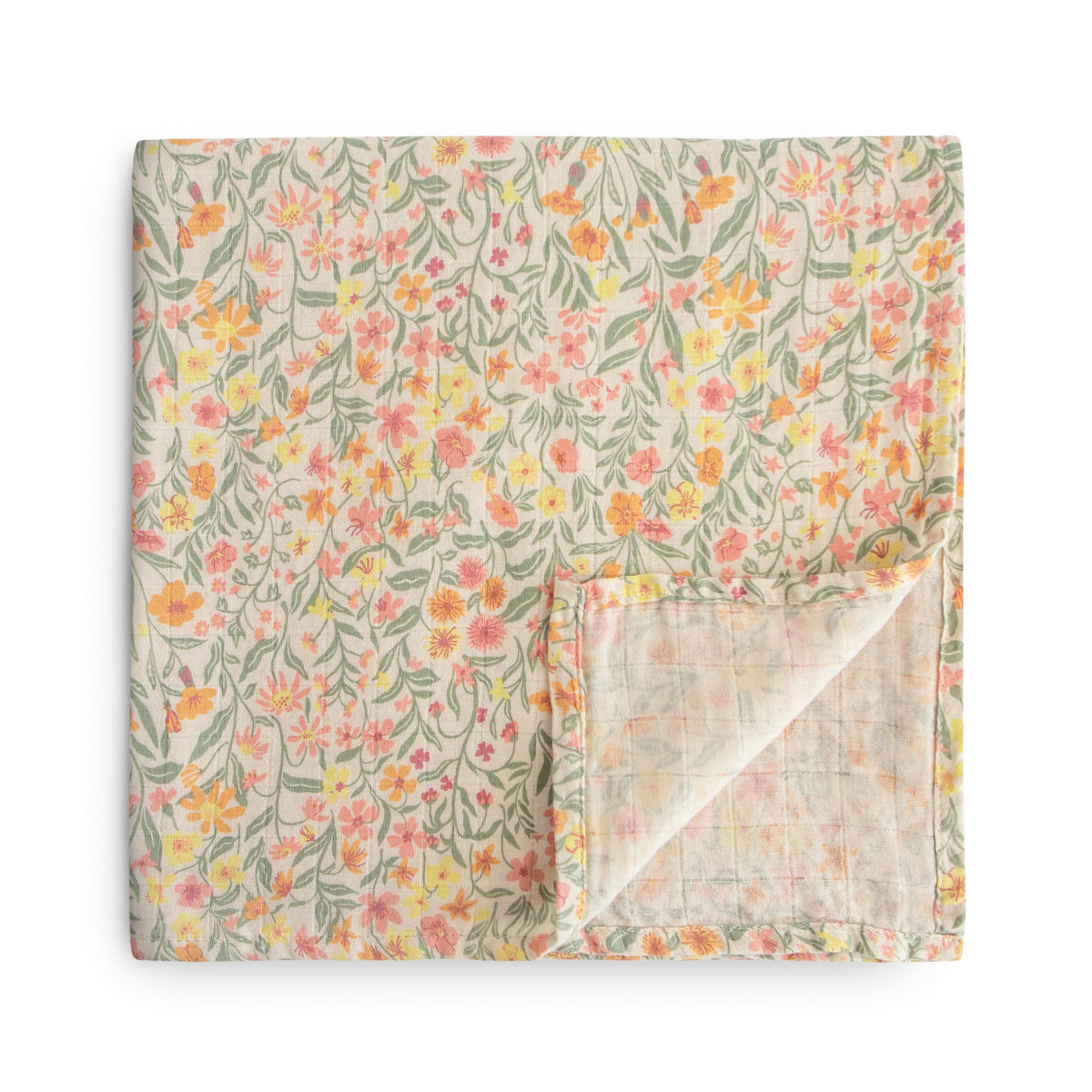 mushie Muslin Baby Swaddle Blanket | 100% Organic Cotton (Rose Vanilla)