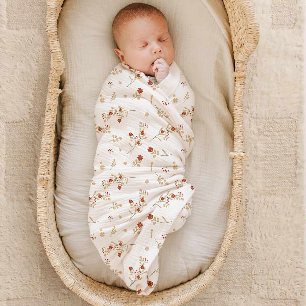 Konssy 2 Pack Muslin Swaddle Blankets, 100% Cotton Receiving Blankets