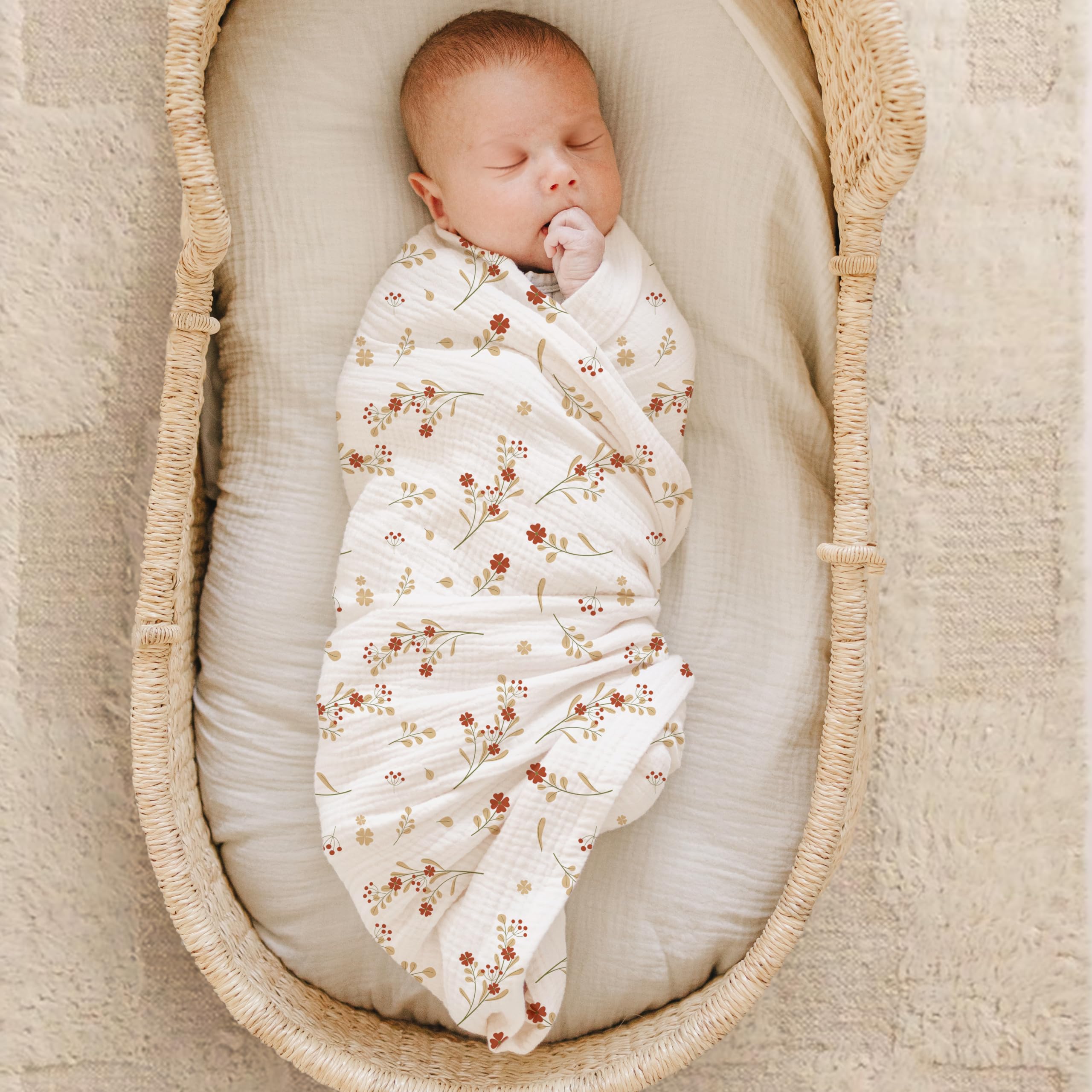 Konssy 2 Pack Muslin Swaddle Blankets, 100% Cotton Receiving Blankets