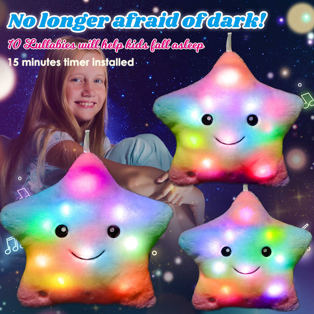 Cuteoy Musical Star Plush Pillow Glowing LED Light-up Stuffed Animal Toys