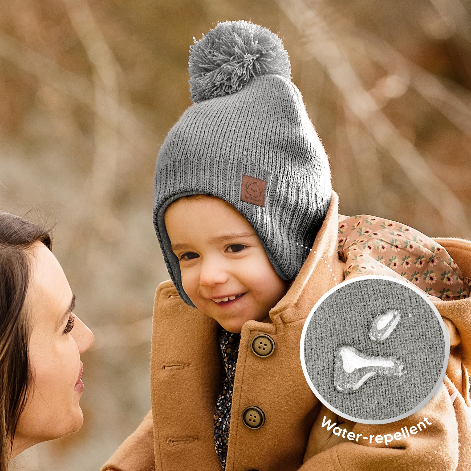 KeaBabies Baby Beanies, Winter Baby Hats for Boys, Girls (Gray, 0-6M)