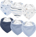 Susurration Muslin Baby Drool Bibs 6Pack Soft Triangular Adjustable Baby Bandana Bibs for Unisex Baby Girls & Boys