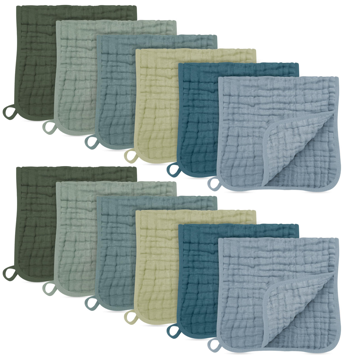SWEET DOLPHIN 12 Pack Muslin Burp Cloths Large 100% Cotton Burping Clothes for Baby Drool - Absorbent and Soft Boys & Girls Milk Spit Up Rags for Newborn Essentials Registry - Neutral Retro