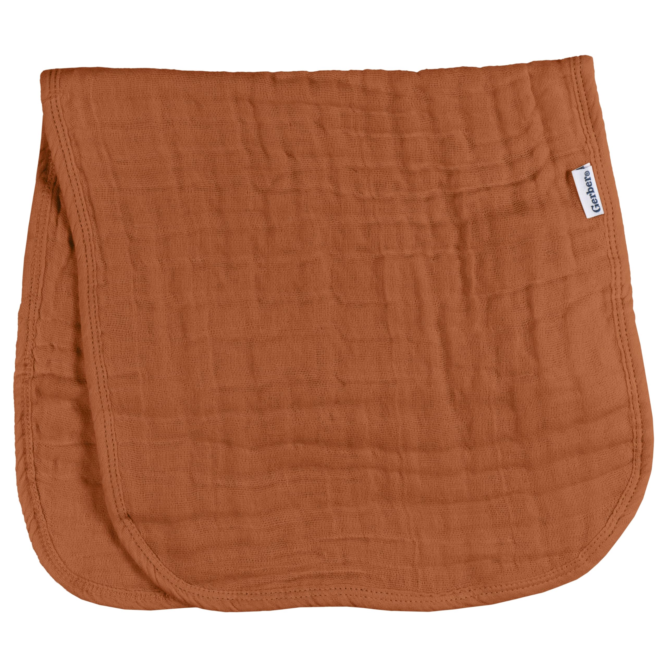 Gerber Baby Boys & Girls Muslin Burp Cloths, Multi Browns, Large Size 20" x 10"
