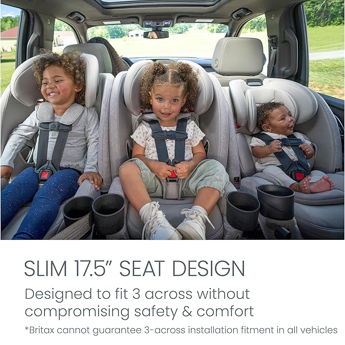 Britax One4Life Slim All-in-One Car Seat, 10 Years of Use, 17.5” SpaceSaver Design, Converts from Rear-Facing Infant Car Seat to Forward-Facing Booster Seat, ClickTight Installation, Raven Black