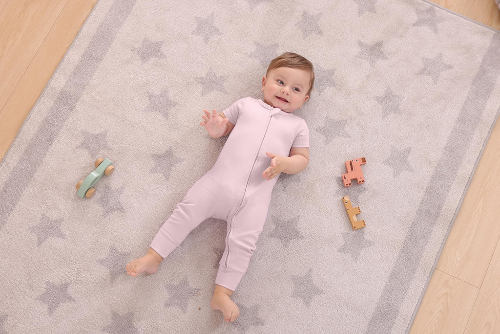 GUISBY Baby Cotton Footless Zipper Pajamas, Light Pink+Purple, 18-24M