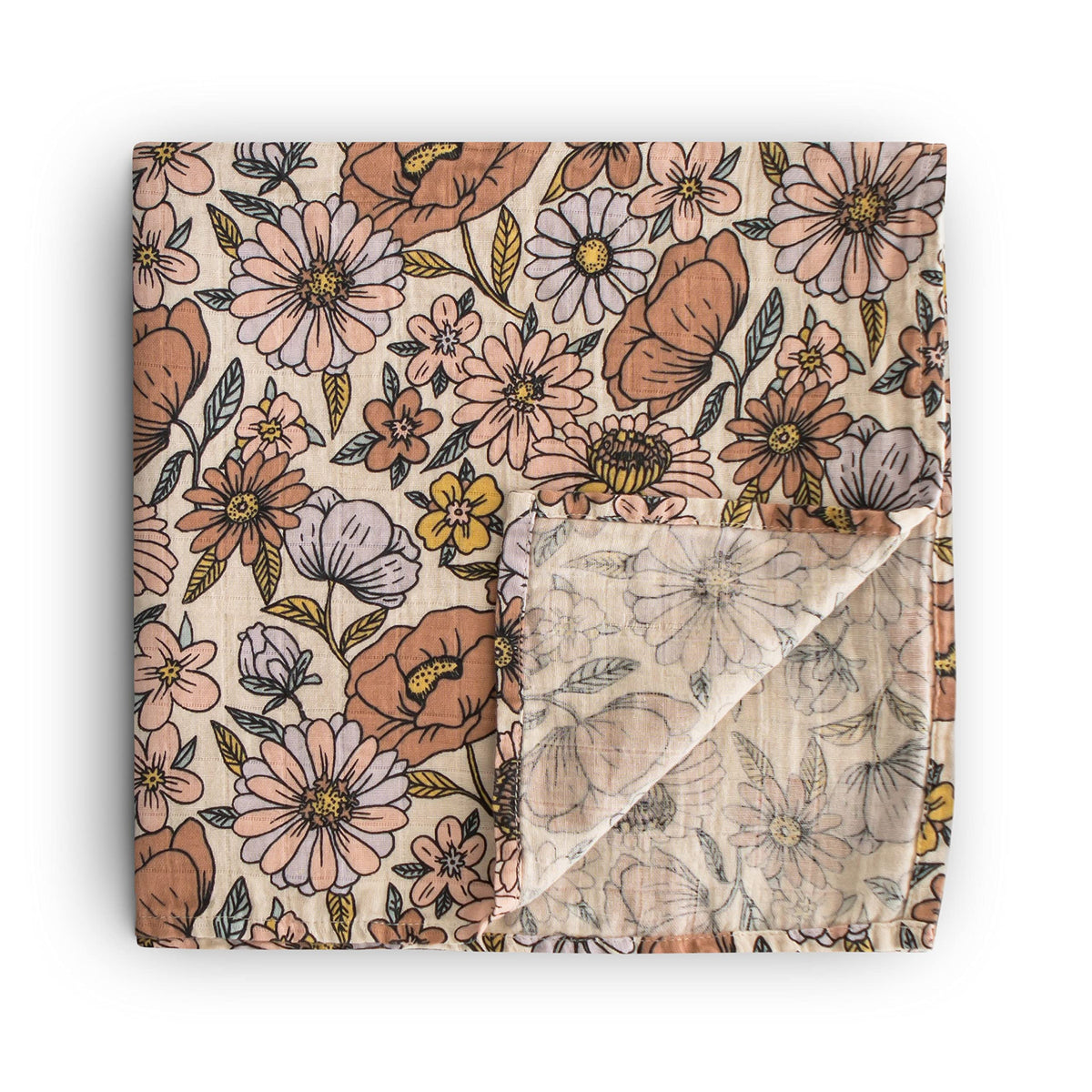 mushie Muslin Baby Swaddle Blanket | 100% Organic Cotton (Rose Vanilla)
