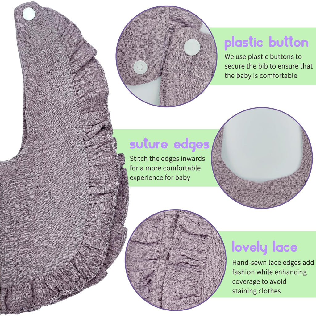 DOSMINE Muslin Baby Bibs 4-Layer Colorful Drool Bibs 8 Pack