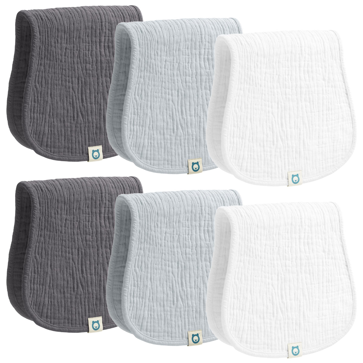 ROMY RO Muslin Burp Cloths Set, 6 Pieces, 100% Organic Cotton Hand Washcloths for Baby Boys and Girls Extra Absorbent and Soft Burping Rags (Cherry - Multi Colored)