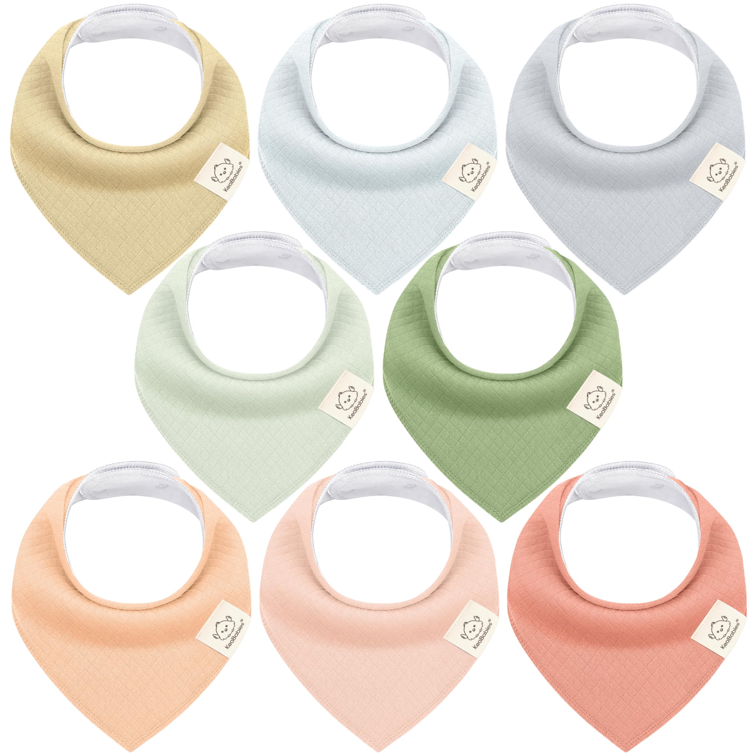 KeaBabies 8pk Organic Baby Bandana Bibs for Drooling Teething (Dew/Quin)