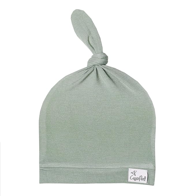 Copper Pearl Baby Beanie Hat Top Knot Stretchy Soft Briar