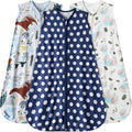 GUNTAIL Baby Sleep Sack 0-6 Months 3 Pack Baby Wearable Blanket 100% Rayon Cotton 2-Way Zipper Toddler Sleeping Sack.Comfy Soft Lightweight TOG 0.3 (Elephant&Dinosaur&Hexagon,)