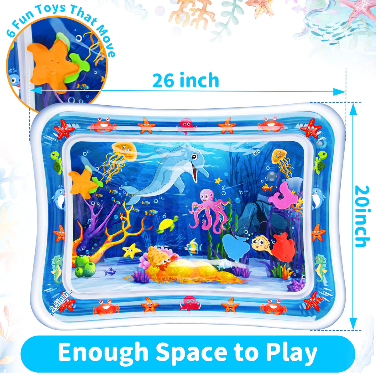 Yeeeasy Tummy Time Water Mat丨Inflatable Tummy Time Water Play Mat for Babies, Infants and Toddlers 3 to 24 Months Promote Development Toys Baby Toys essentials and Gifts