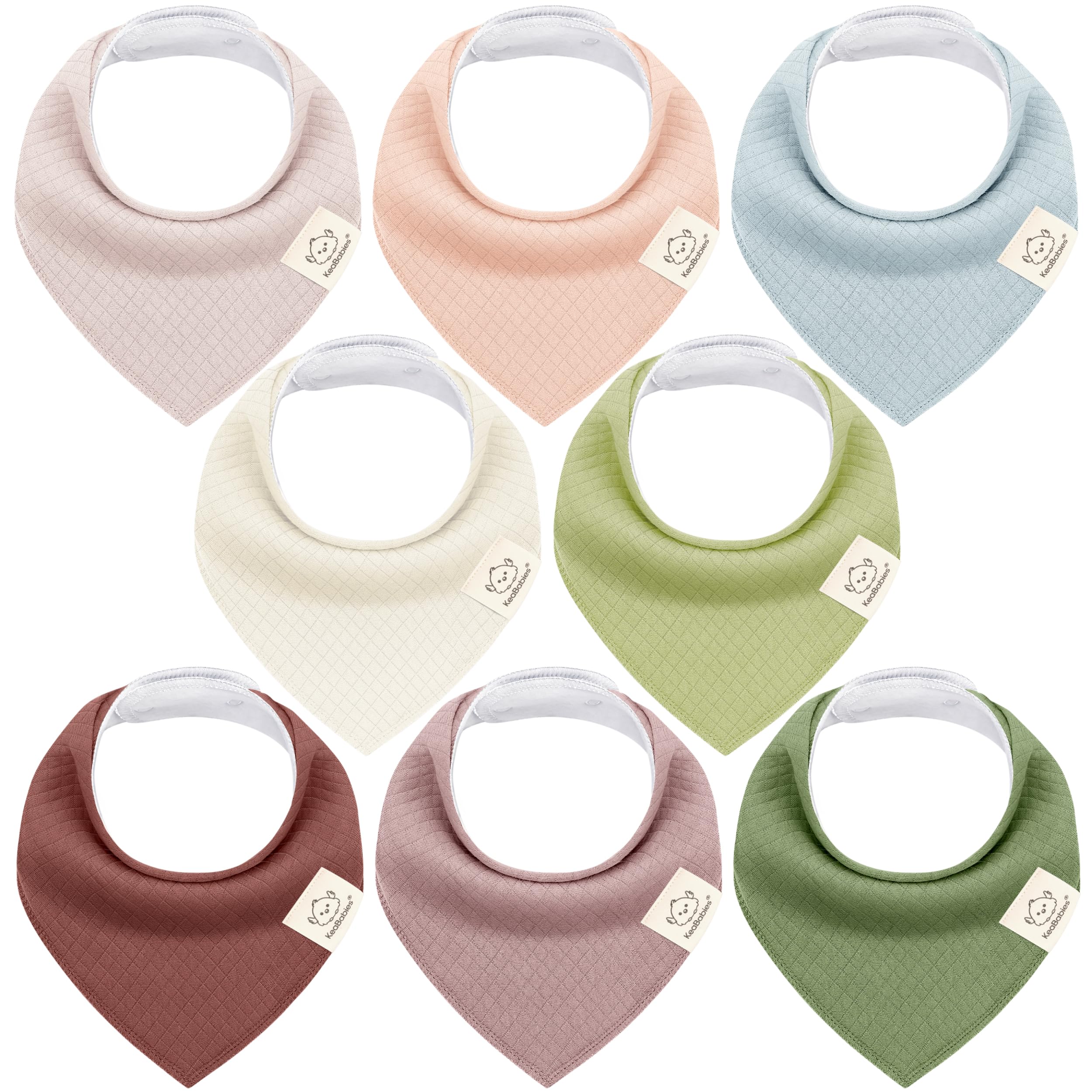 KeaBabies 8pk Organic Baby Bandana Bibs for Drooling Teething (Moor/Quin)