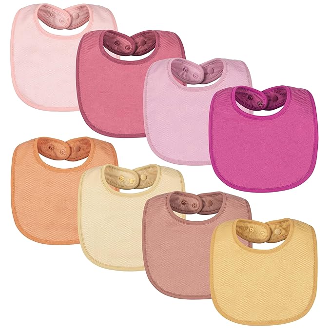 Tiny Twinkle 8 Pack Baby Bibs for Drooling and Teething – Waterproof & Absorbent Bibs for Baby Girl & Boy, Machine Washable Infant Bib Set for Newborns and Toddlers (Girl Set 8-Pack)