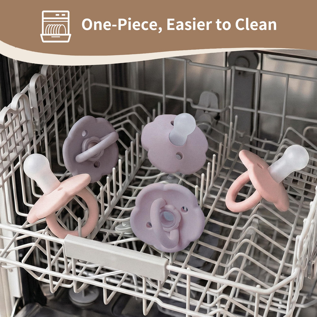 Moonkie Pacifiers Set of 2 | One-Piece Design Baby Pacifier with Large Air Holes | BPA-Free Silicone | Safe for Babies 0-6 Months