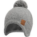 Baby Beanies, Baby Hats for Boys, Girls - Cute Toddler Winter Hat, Soft & Stretchy Beanies for Infant, Newborn 0-6 Months, Cozy & Warm with Earflap Muff & Pom (Gray, S)