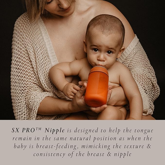 Suavinex Color Essence SX PRO Physiological Soft Flexible Silicone Baby Bottle, Anti Colic Baby Bottles, Supports Breast Feeding Babies, Made in Spain, Medium Flow, 8oz, Marshmallow Nude