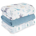 Muslin Swaddle Blankets for Newborn, 3 Pack Breathable Soft Receiving Blanket, Large 38 x 40 inches Swaddle Wrap Burping Clothes Diapers, Essentials Infant Shower Items, Toddler Gift (Cute Country)