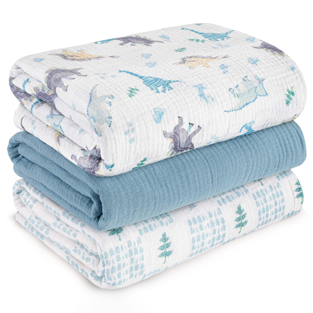 Muslin Swaddle Blankets for Newborn, 3 Pack Breathable Soft Receiving Blanket, Large 38 x 40 inches Swaddle Wrap Burping Clothes Diapers, Essentials Infant Shower Items, Toddler Gift (Cute Country)