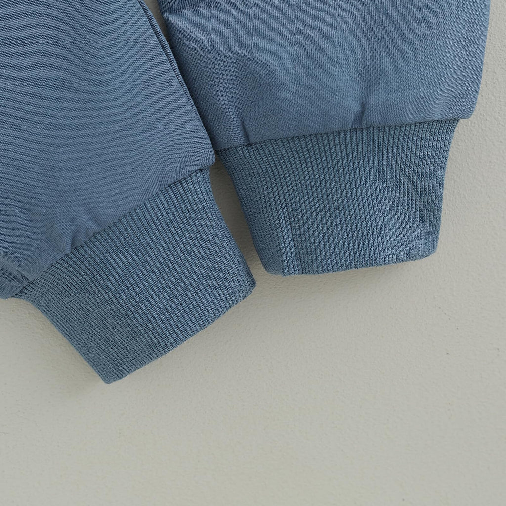 Kupretty Toddler Baby Boy Color Block Sweatshirt Pants Blue Dark Gray 24M