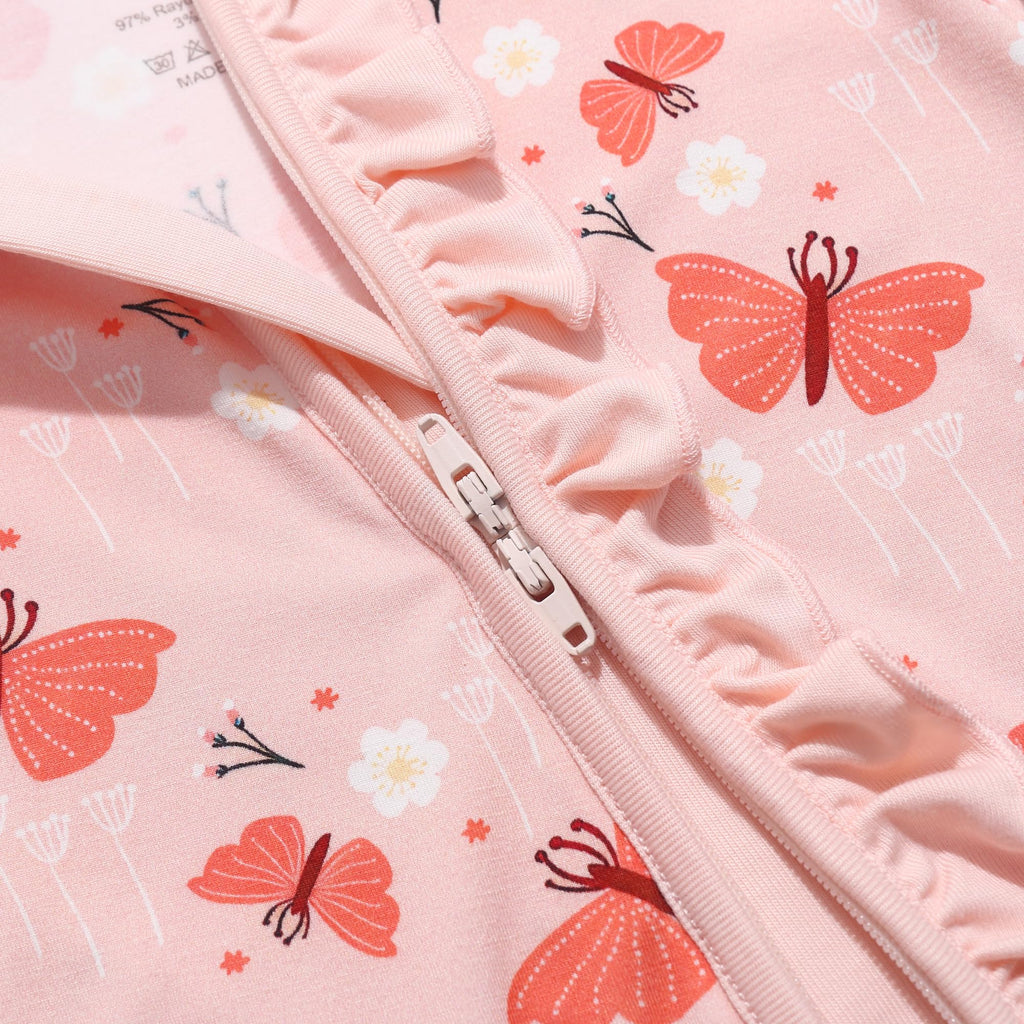 JunNeng Baby Girl Viscose from Bamboo Sleeper Pajamas with Mitten Cuffs 6-12M