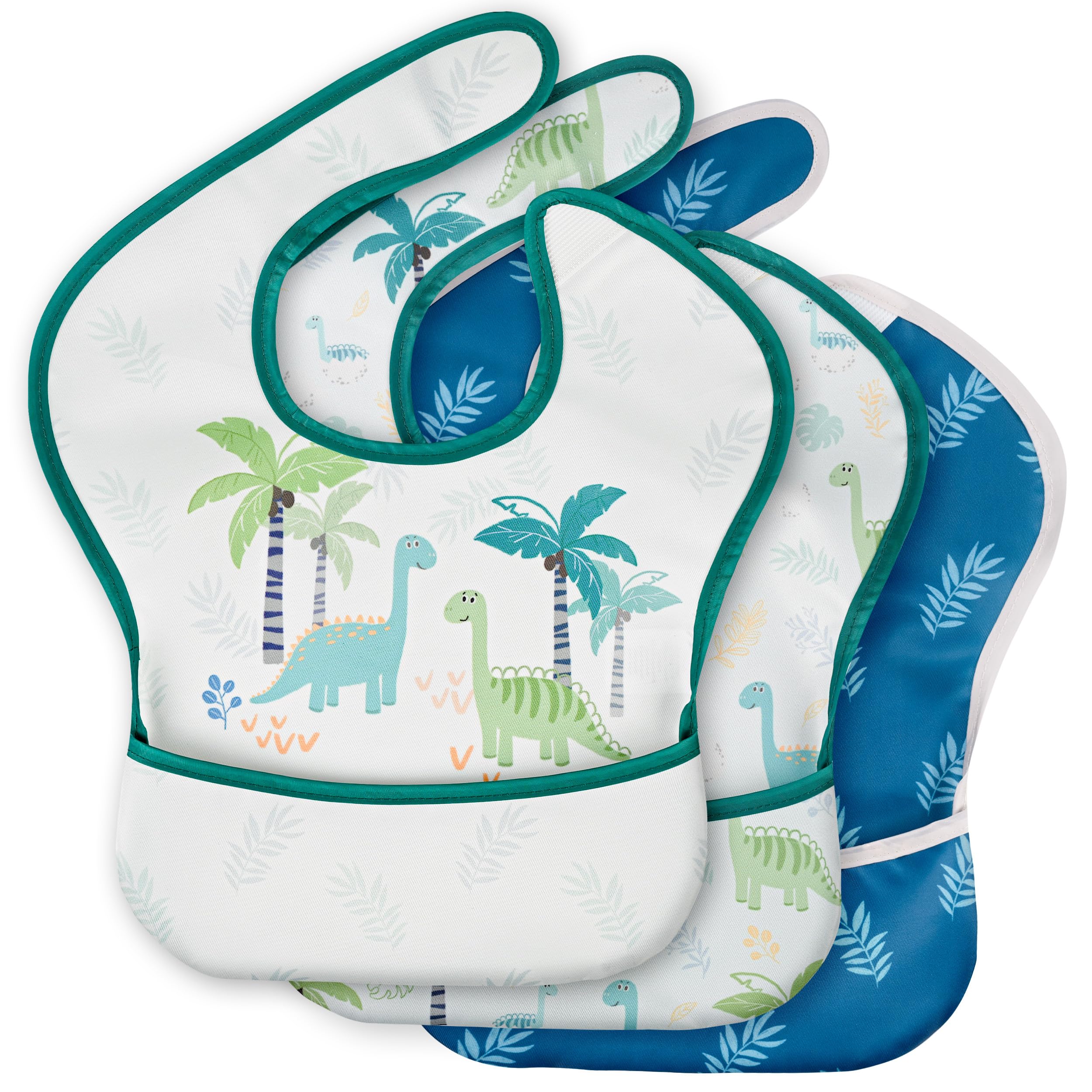 CIVARUA KIDS 3 Pack Waterproof Baby Bibs for Eating, Mess Proof Feeding Bib